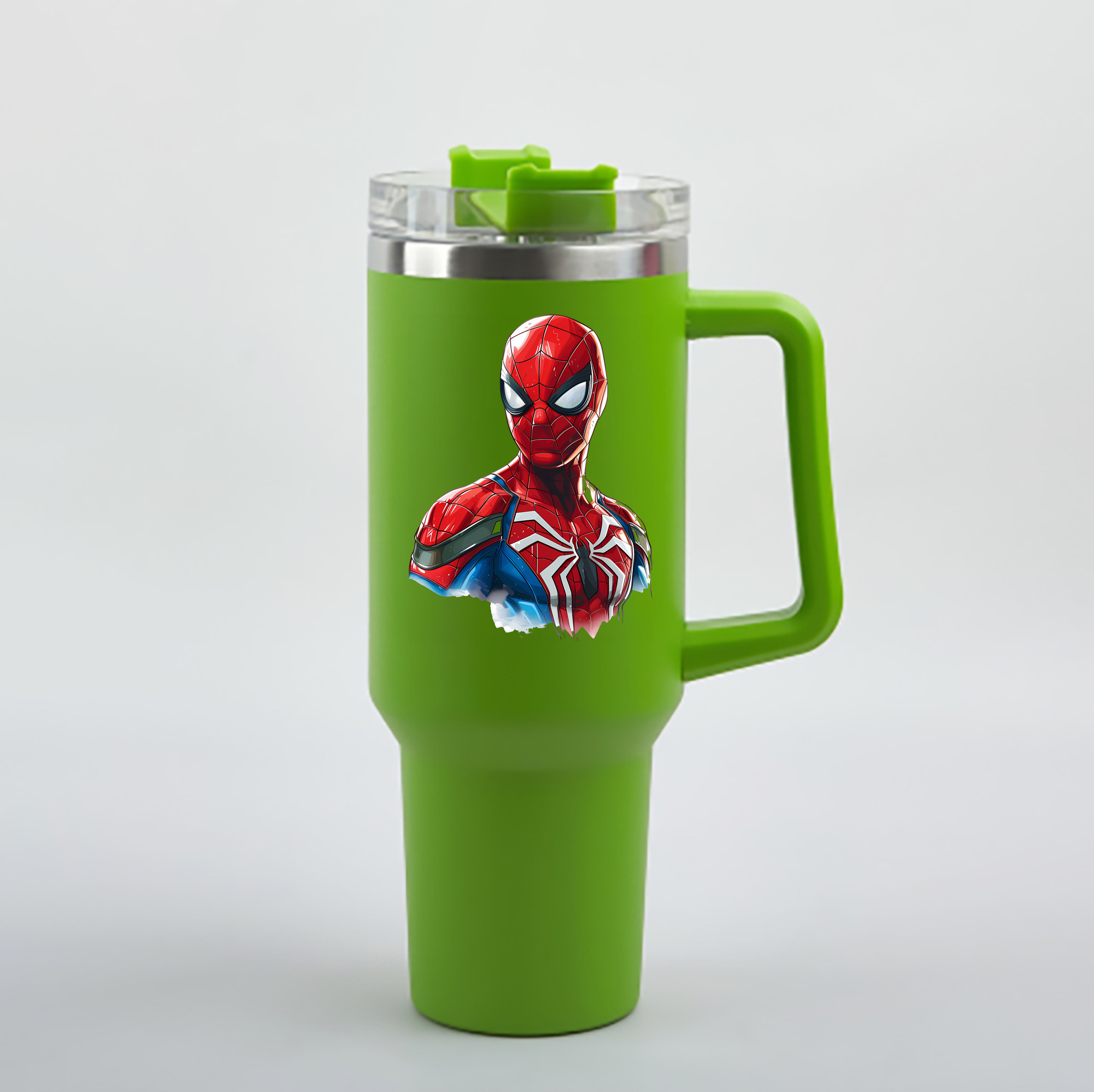 （画像用） Spider Man スパイダーマン 1200mL車用タンブラー - クリスタルステッカー（プラスチックストロー付き）